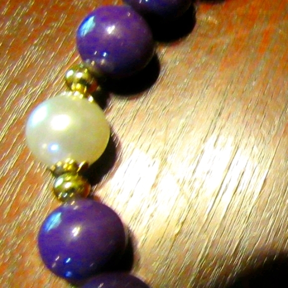 🪻💜🪻 Lovely Vintage Purple & White Faux Pearl Beaded Necklace - Picture 15 of 15